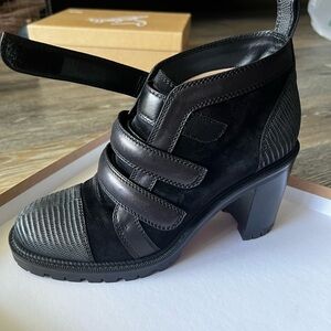 Christian Louboutin TRINNY 70 Nubuk Zarli Lame/Grip Strap Leather Booties
